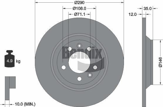 BENDIX Braking BDS1059 - Спирачен диск vvparts.bg