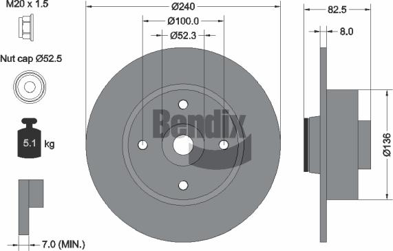 BENDIX Braking BDS1051 - Спирачен диск vvparts.bg