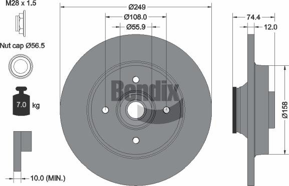 BENDIX Braking BDS1058 - Спирачен диск vvparts.bg