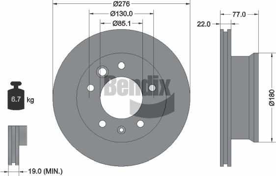 BENDIX Braking BDS1057 - Спирачен диск vvparts.bg