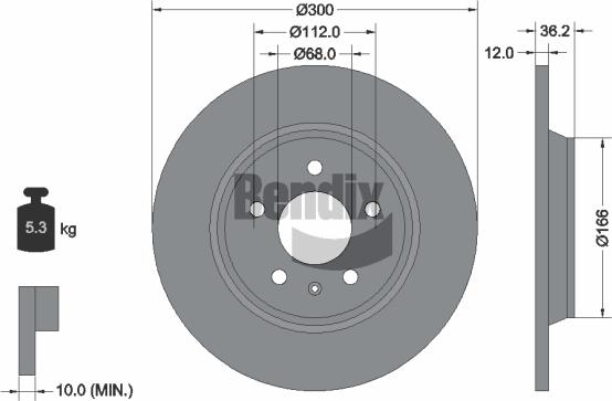 BENDIX Braking BDS1062 - Спирачен диск vvparts.bg