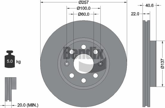 BENDIX Braking BDS1005 - Спирачен диск vvparts.bg