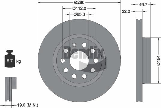 BENDIX Braking BDS1006HC - Спирачен диск vvparts.bg