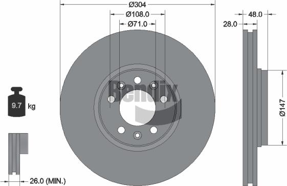 BENDIX Braking BDS1019 - Спирачен диск vvparts.bg