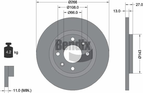 BENDIX Braking BDS1014 - Спирачен диск vvparts.bg