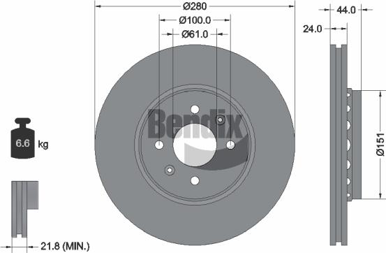 BENDIX Braking BDS1012 - Спирачен диск vvparts.bg