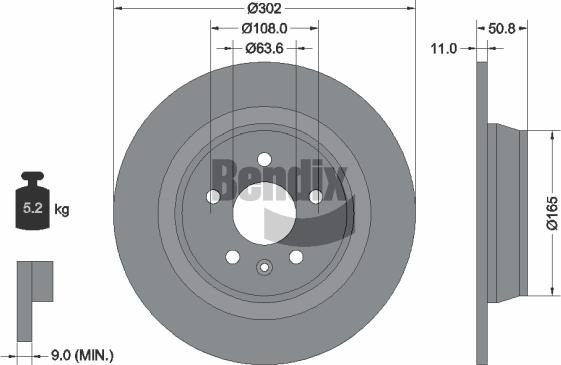 BENDIX Braking BDS1080 - Спирачен диск vvparts.bg