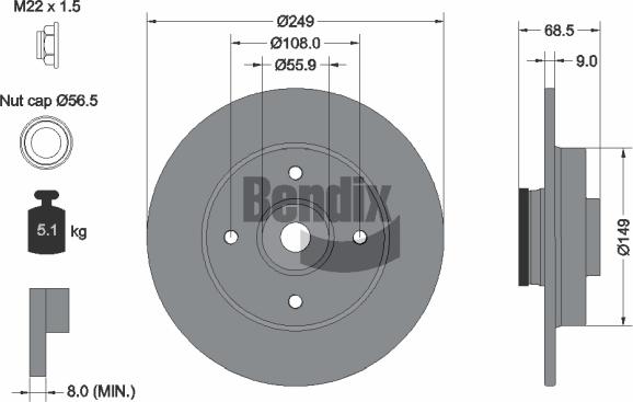 BENDIX Braking BDS1088 - Спирачен диск vvparts.bg