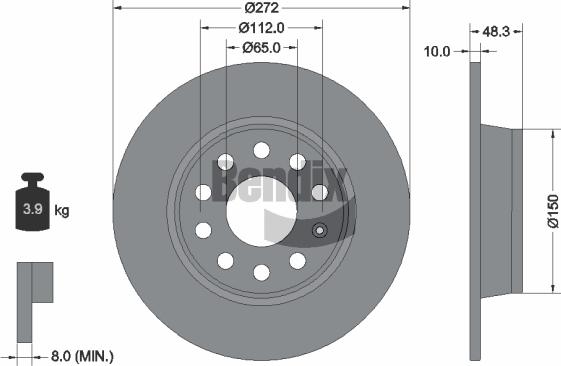 BENDIX Braking BDS1029 - Спирачен диск vvparts.bg