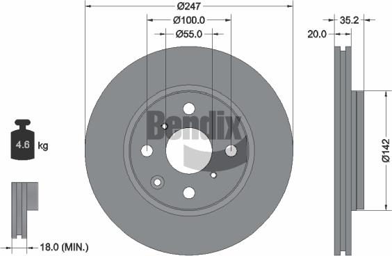 BENDIX Braking BDS1025 - Спирачен диск vvparts.bg