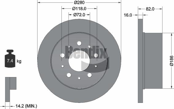 BENDIX Braking BDS1027 - Спирачен диск vvparts.bg