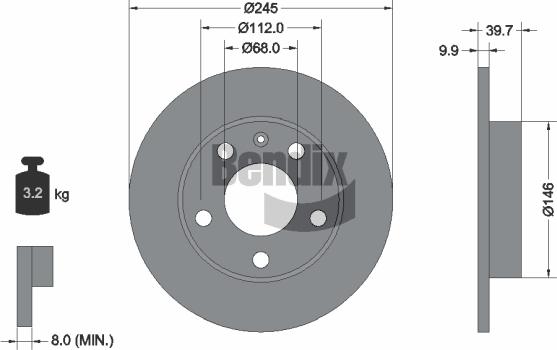 BENDIX Braking BDS1071 - Спирачен диск vvparts.bg