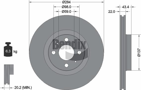 BENDIX Braking BDS1073 - Спирачен диск vvparts.bg