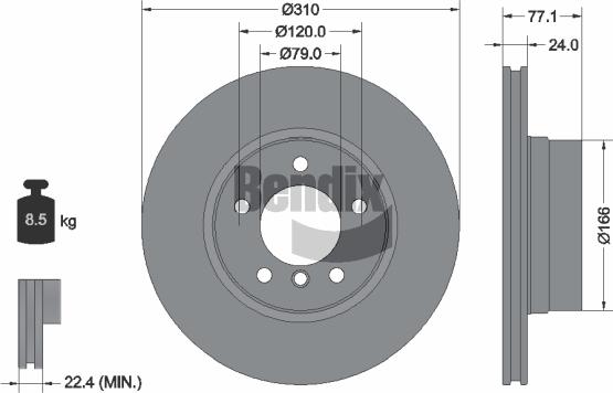 BENDIX Braking BDS1190HC - Спирачен диск vvparts.bg