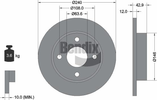 BENDIX Braking BDS1191 - Спирачен диск vvparts.bg