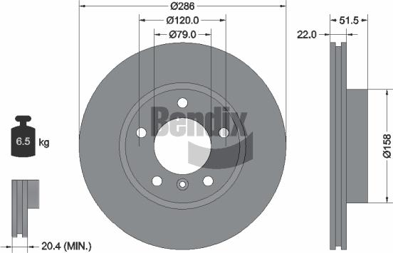 BENDIX Braking BDS1141HC - Спирачен диск vvparts.bg