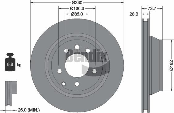 BENDIX Braking BDS1143 - Спирачен диск vvparts.bg