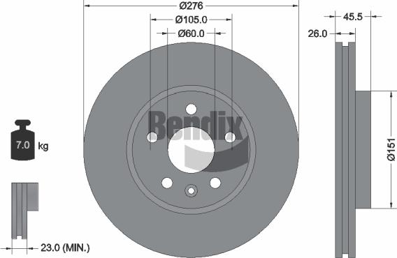 BENDIX Braking BDS1150 - Спирачен диск vvparts.bg