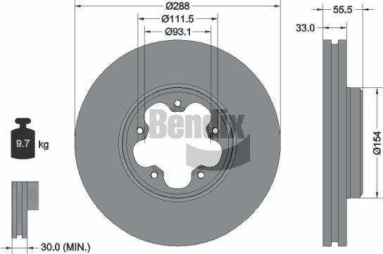 BENDIX Braking BDS1151 - Спирачен диск vvparts.bg