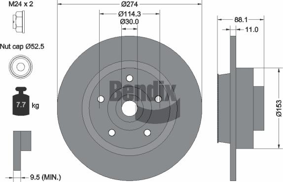 BENDIX Braking BDS1163 - Спирачен диск vvparts.bg