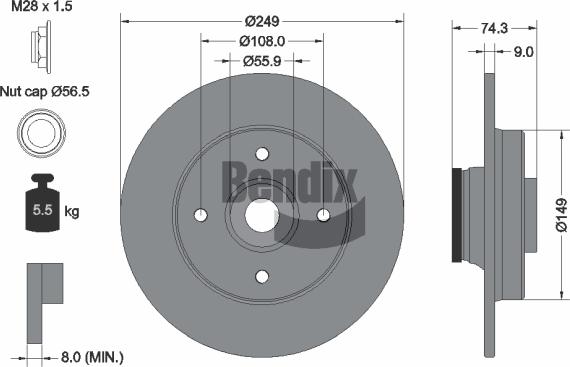 BENDIX Braking BDS1106 - Спирачен диск vvparts.bg