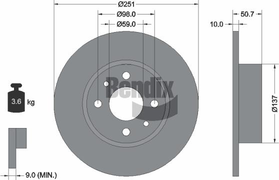 BENDIX Braking BDS1110 - Спирачен диск vvparts.bg