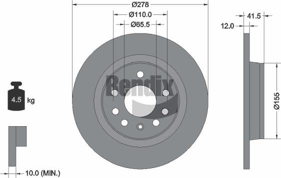 BENDIX Braking BDS1181 - Спирачен диск vvparts.bg