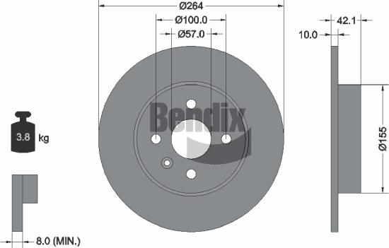 BENDIX Braking BDS1182 - Спирачен диск vvparts.bg