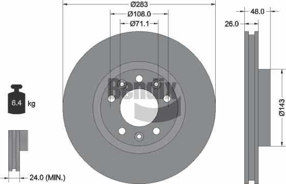 BENDIX Braking BDS1121 - Спирачен диск vvparts.bg