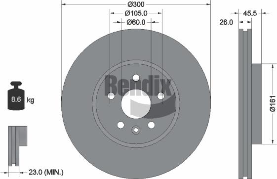 BENDIX Braking BDS1173 - Спирачен диск vvparts.bg