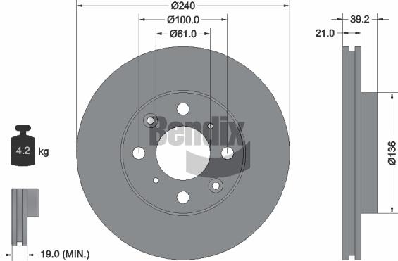 BENDIX Braking BDS1894 - Спирачен диск vvparts.bg