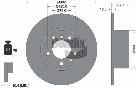 BENDIX Braking BDS1895 - Спирачен диск vvparts.bg