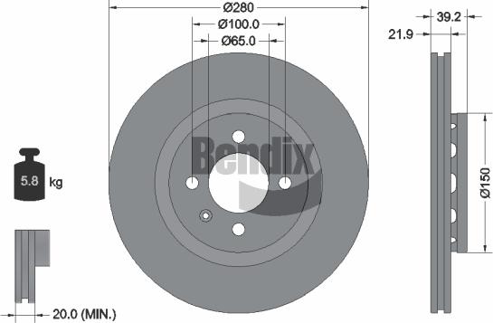 BENDIX Braking BDS1891 - Спирачен диск vvparts.bg
