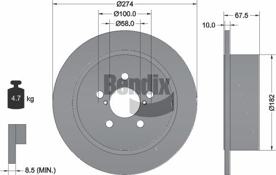 BENDIX Braking BDS1845 - Спирачен диск vvparts.bg