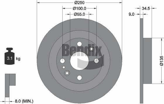 BENDIX Braking BDS1854 - Спирачен диск vvparts.bg