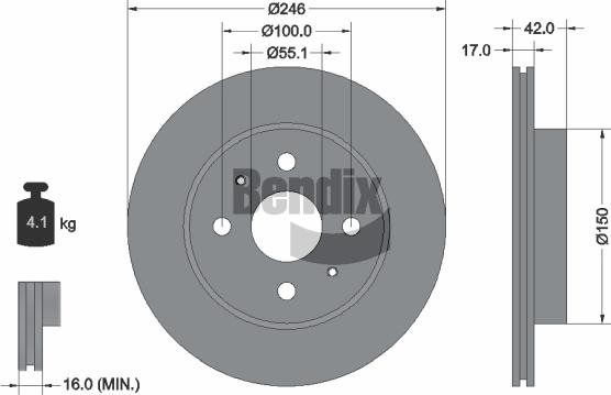 BENDIX Braking BDS1858 - Спирачен диск vvparts.bg