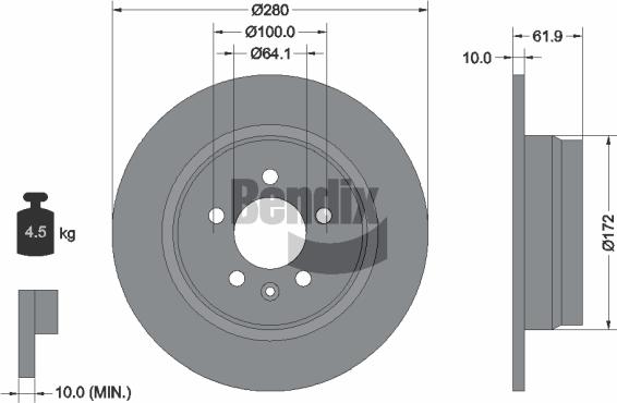 BENDIX Braking BDS1852 - Спирачен диск vvparts.bg