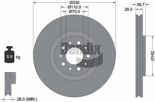 BENDIX Braking BDS1857 - Спирачен диск vvparts.bg