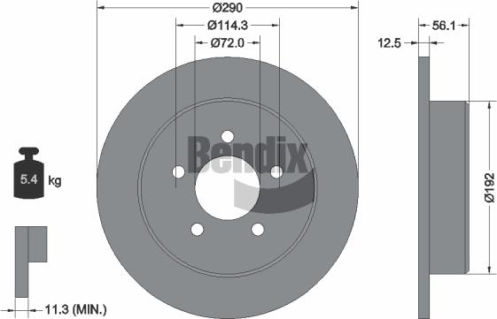 BENDIX Braking BDS1884 - Спирачен диск vvparts.bg