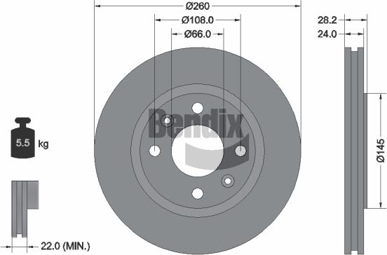 BENDIX Braking BDS1882 - Спирачен диск vvparts.bg