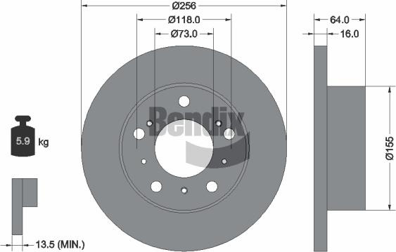 BENDIX Braking BDS1835 - Спирачен диск vvparts.bg