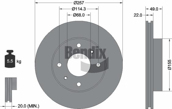 BENDIX Braking BDS1831 - Спирачен диск vvparts.bg