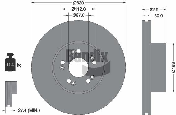 BENDIX Braking BDS1826 - Спирачен диск vvparts.bg