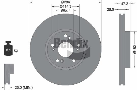BENDIX Braking BDS1828 - Спирачен диск vvparts.bg