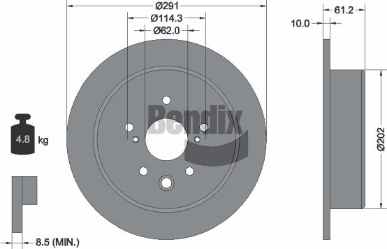 BENDIX Braking BDS1875 - Спирачен диск vvparts.bg