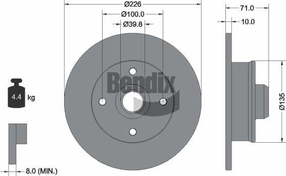 BENDIX Braking BDS1399 - Спирачен диск vvparts.bg