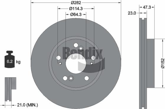 BENDIX Braking BDS1392 - Спирачен диск vvparts.bg