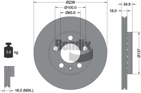 BENDIX Braking BDS1350 - Спирачен диск vvparts.bg