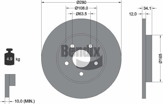 BENDIX Braking BDS1360 - Спирачен диск vvparts.bg