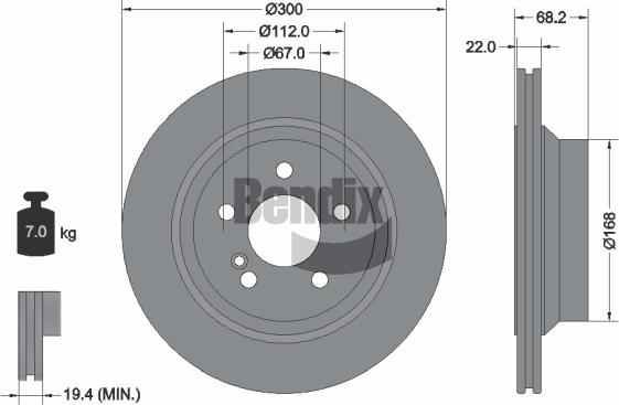 BENDIX Braking BDS1305HC - Спирачен диск vvparts.bg